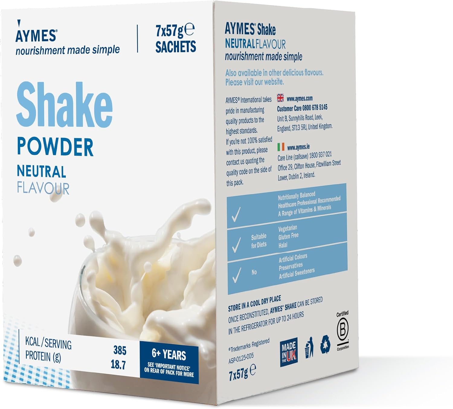 Aymes High Protein Nutritional Powder Shake - Unflavoured - 42 Servings