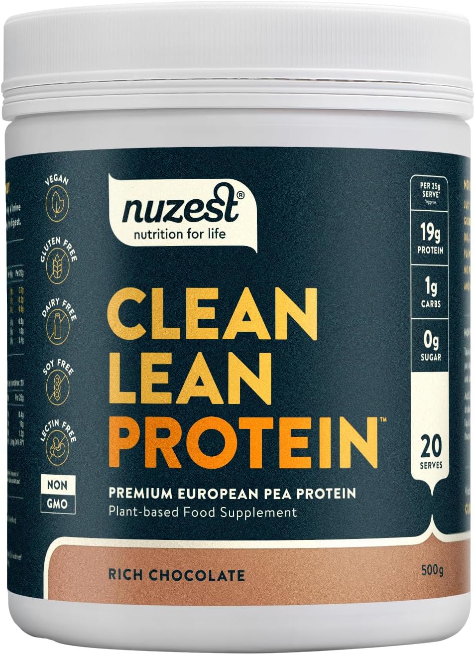 Nuzest Vegan Protein Powder - Clean Lean Protein - Rich Chocolate - 500G