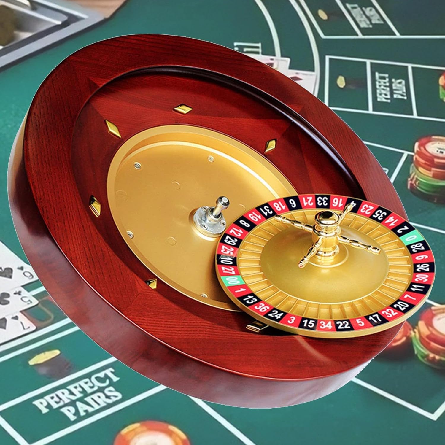 Heaxiy 18Inch Deluxe Wooden Roulette Wheel Set, American 0-00 Layout
