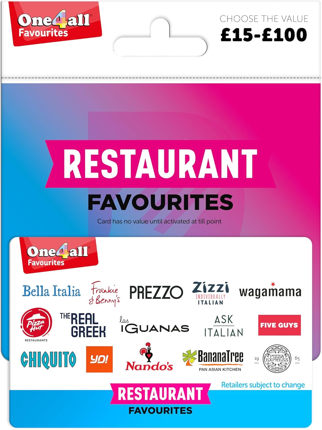 One4All Restaurant Favourites Gift Card - Uk Redemption