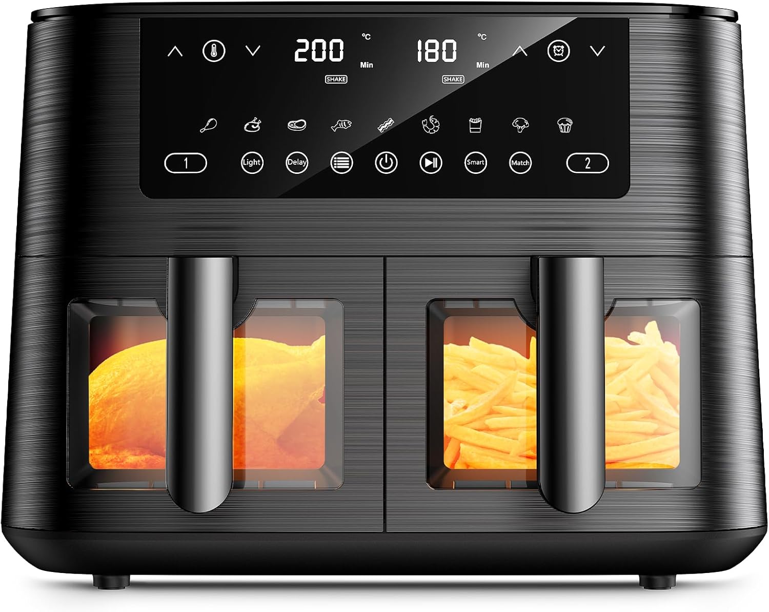 Cookwise 9L Dual Air Fryer With Visual Window, Af2-40D06 Model, Xl Large Capacity & 9-In-1 Cooking Presets