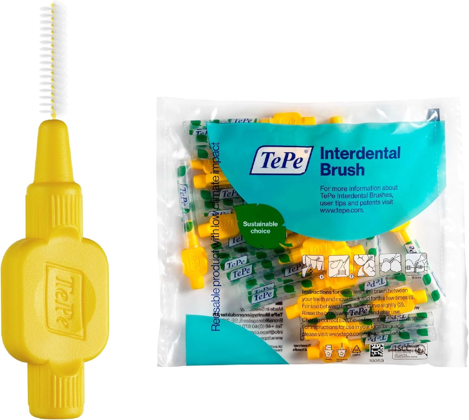 Tepe Interdental Brush Original, Yellow, 0.7Mm/Iso 4, 20Pcs