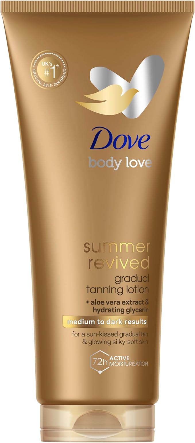 Dove Summer Revived Gradual Tanning Lotion 200Ml - Medium To Dark Tan Self-Tanning Moisturiser