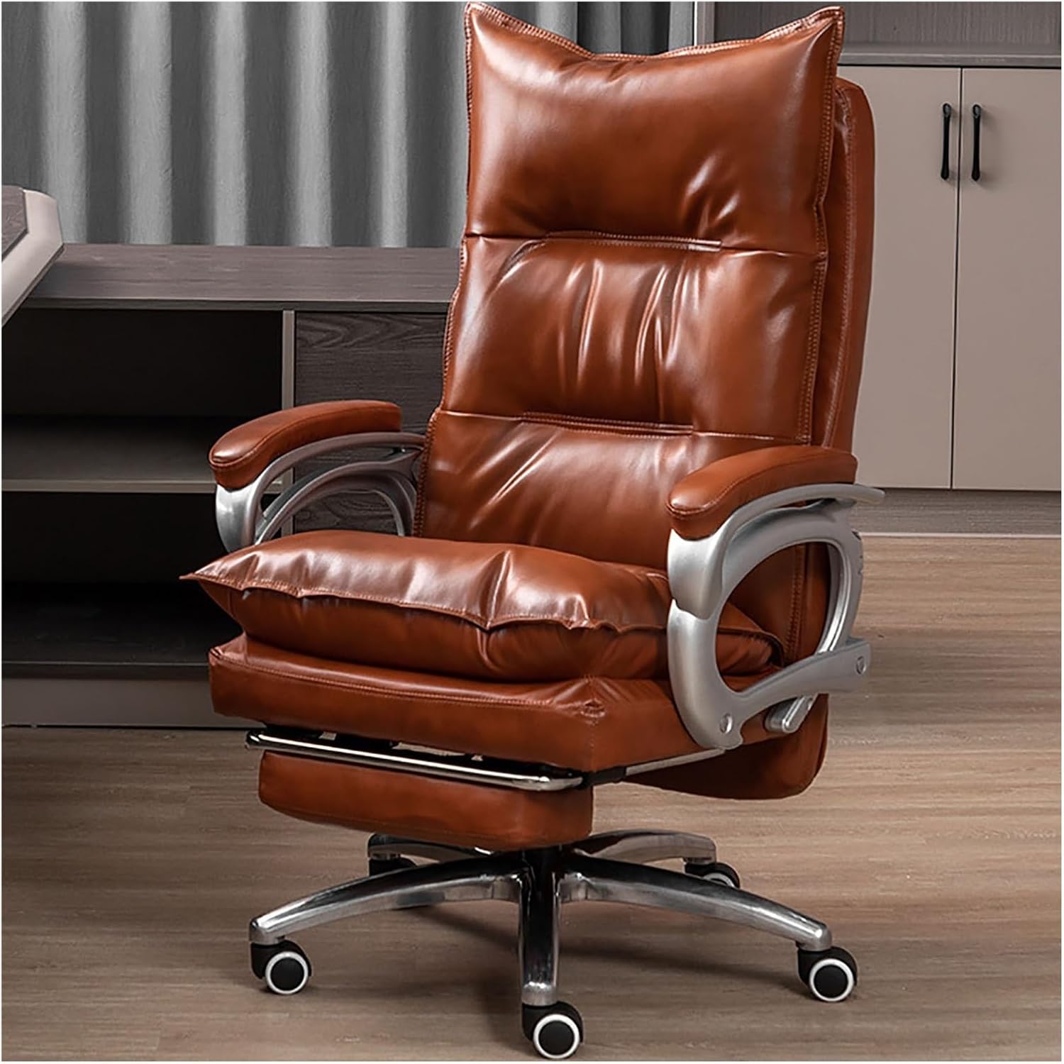 Generic Oa2Dwz1871 Brown Leather Executive High Back Computer Desk Chair With Reclining Function