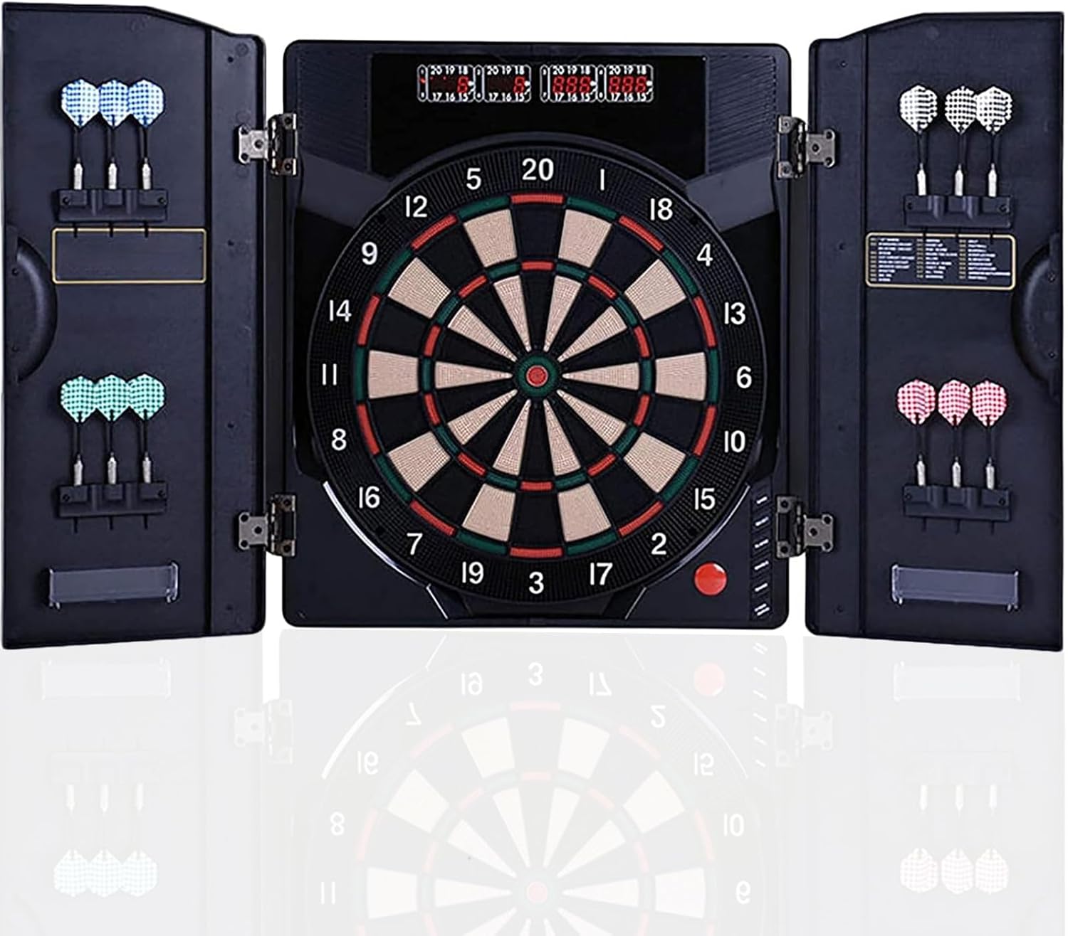 Generic Electronic Darts Board Set, Digital Led Dartboard With Cabinet And 12 Soft Tip Darts
