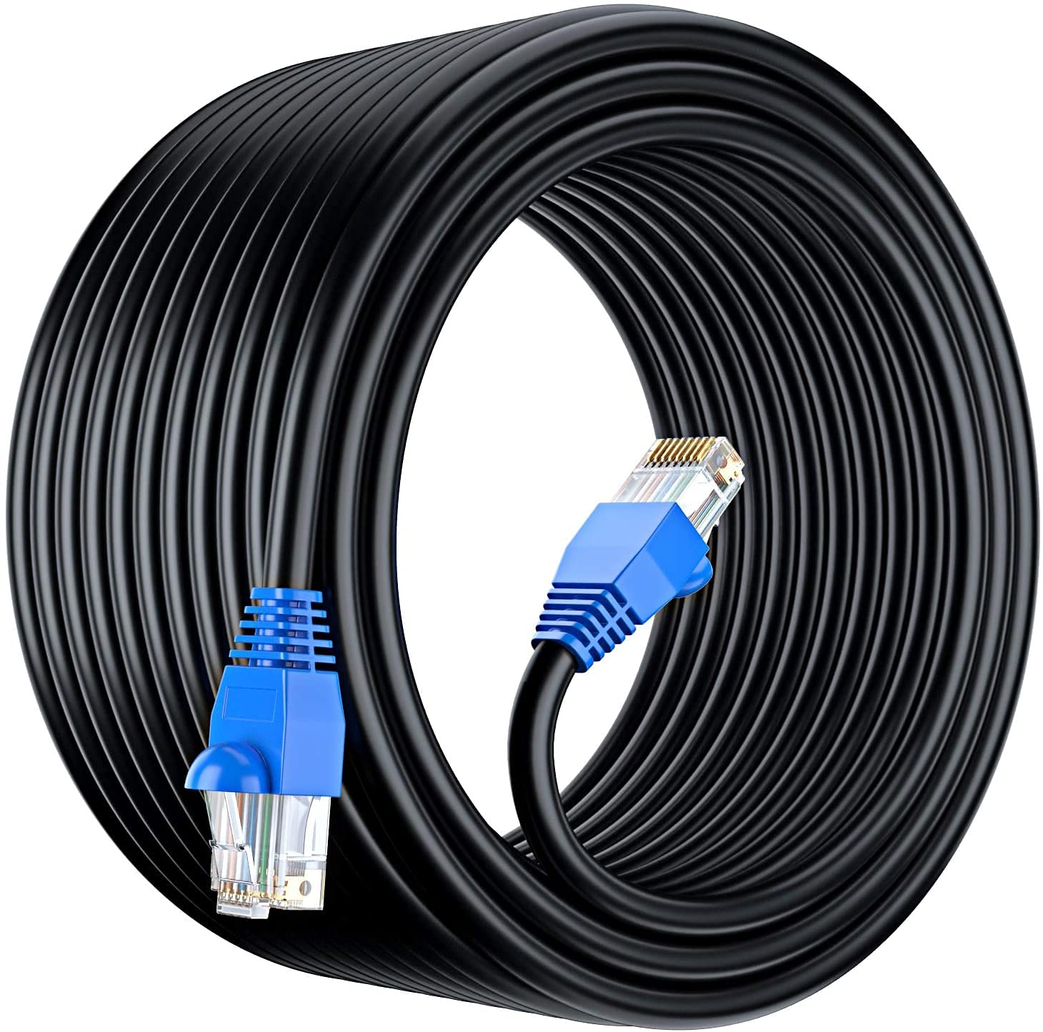 Mutecpower 75M Cat6 Outdoor Waterproof Ethernet Network Cable - Black