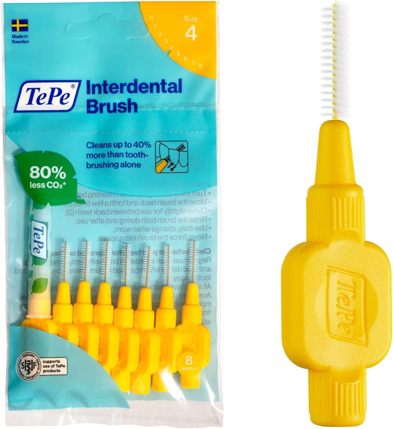 Tepe Interdental Brush Original Yellow 0.7Mm/Iso 4 For Efficient Plaque Removal And Oral Care