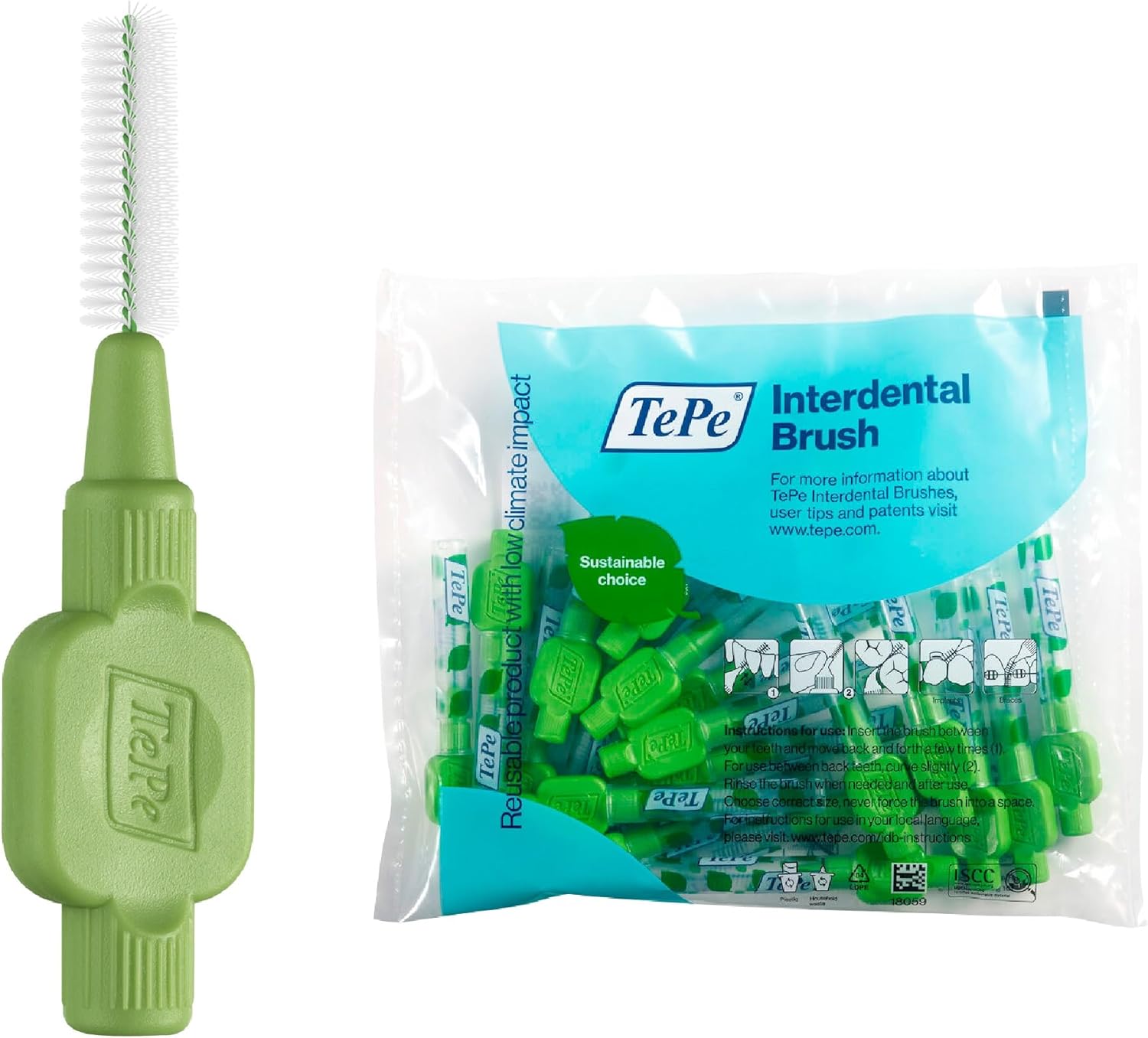 Tepe Interdental Brush Original, 0.8Mm/Iso 5, Green, 20Pcs