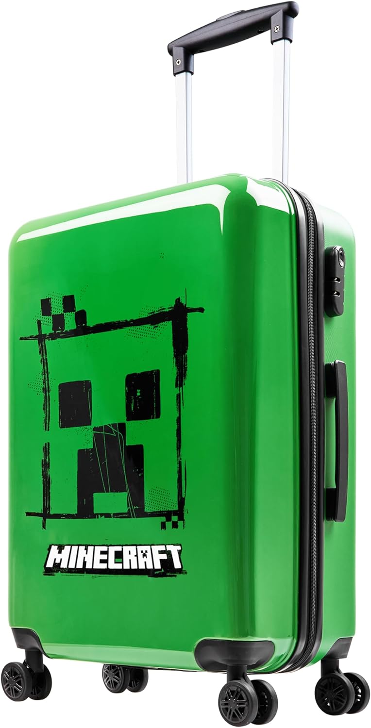 Minecraft Creeper Hard Shell Suitcase For Kids And Teens, 45.5 X 25.5 X 66.5 Cm