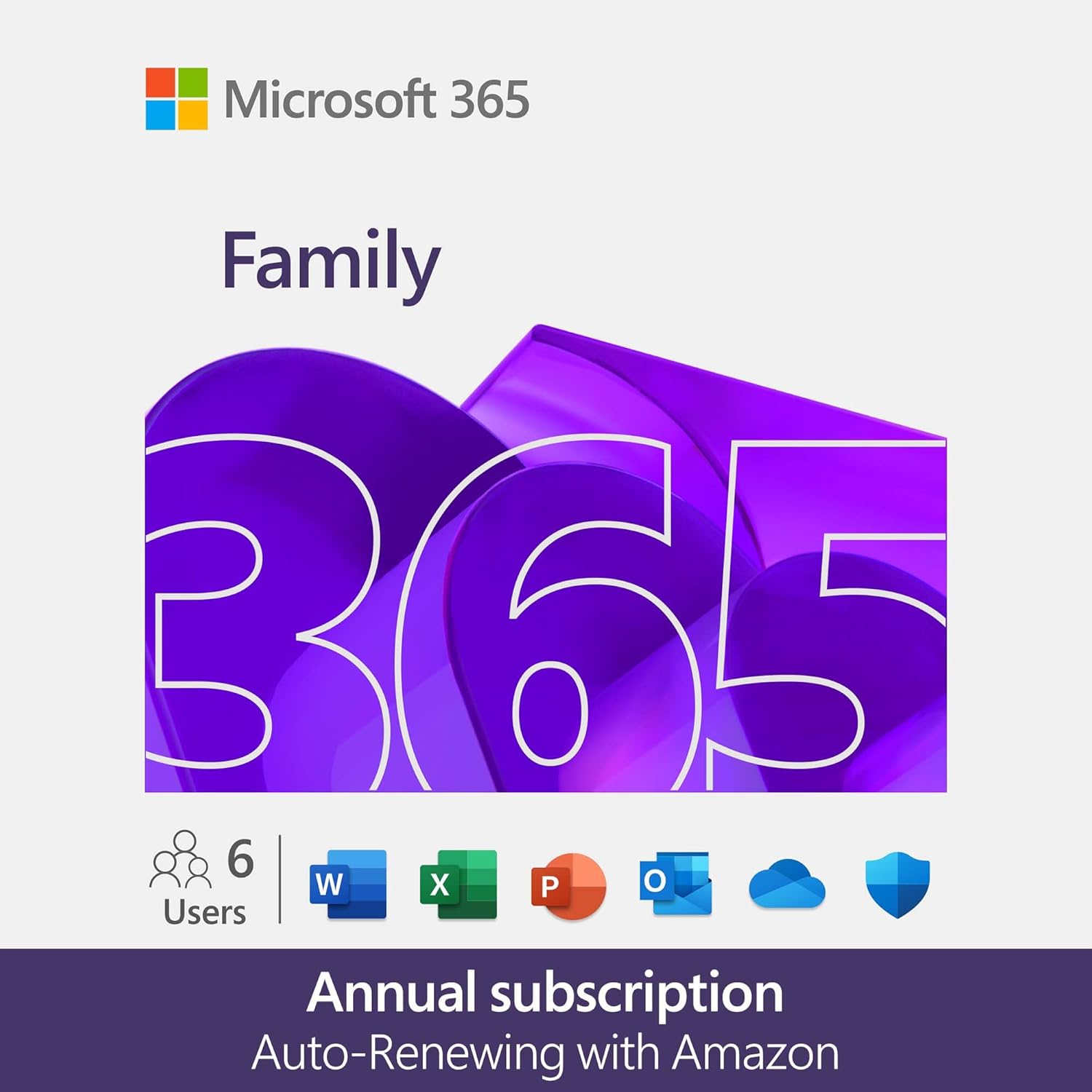 Microsoft 365 Family 12-Month Subscription - Up To 6 Users, 6Tb Cloud Storage, Word, Excel, Powerpoint
