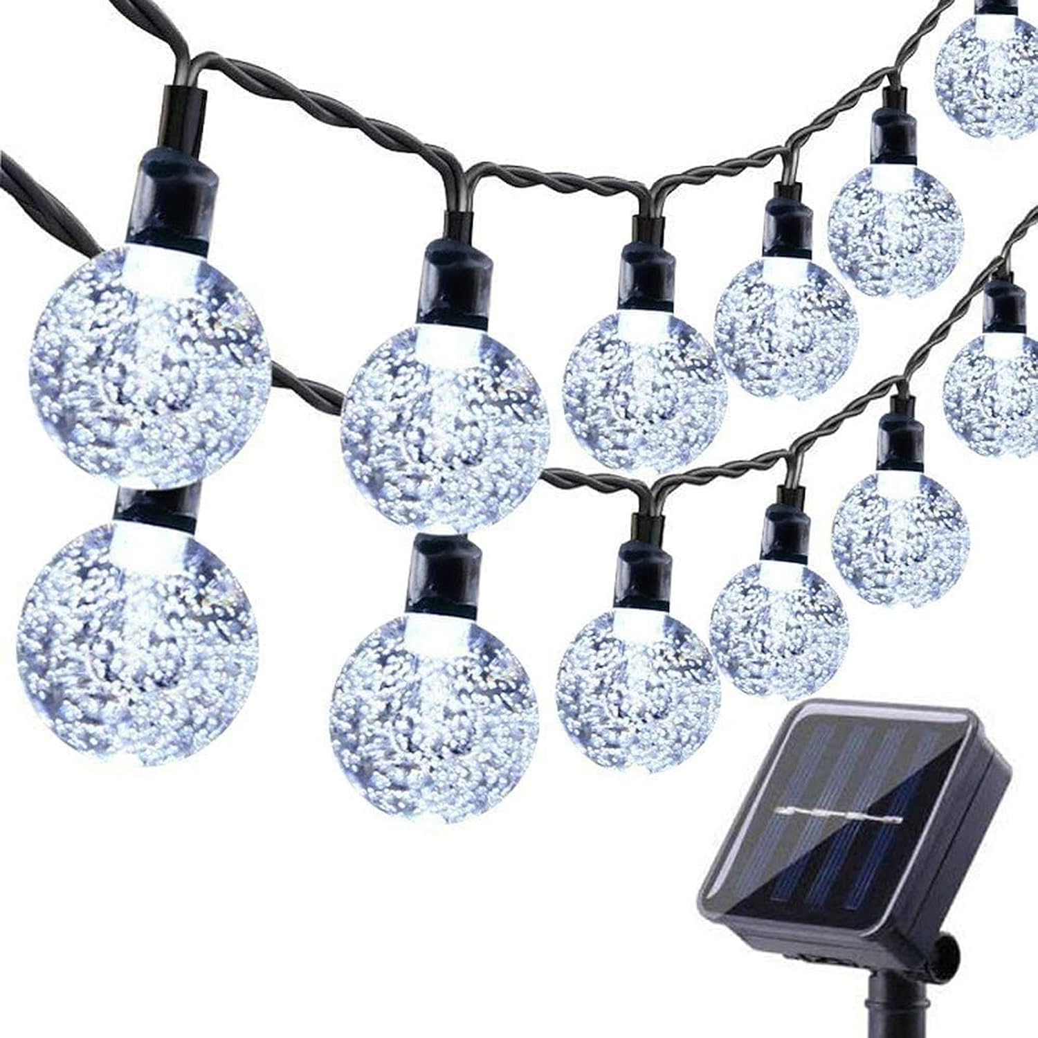 Moxled Solar Garden Lights Outdoor, 36Ft 60 Led Waterproof String Lights, Solar Powered Crystal Ball Fairy Lights