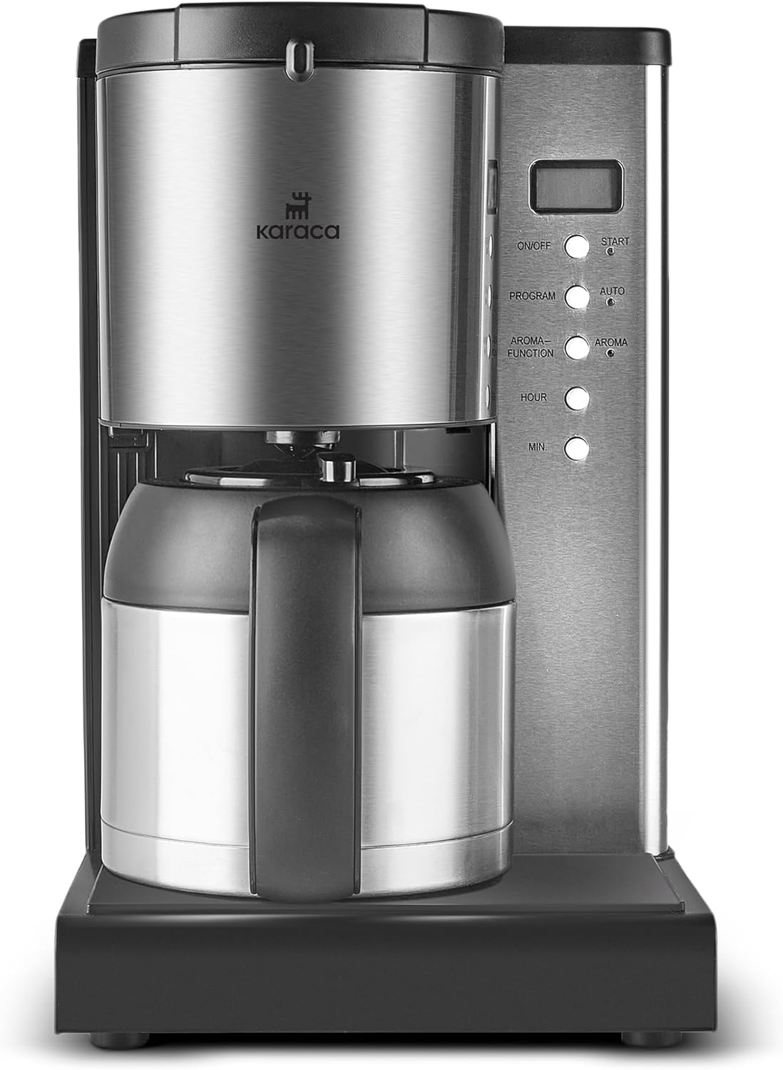 Karaca Coffee Art 1.35L Filter Coffee Machine, 1000W, Silver And Black, 10-Cup Capacity With Timer & Aroma Feature
