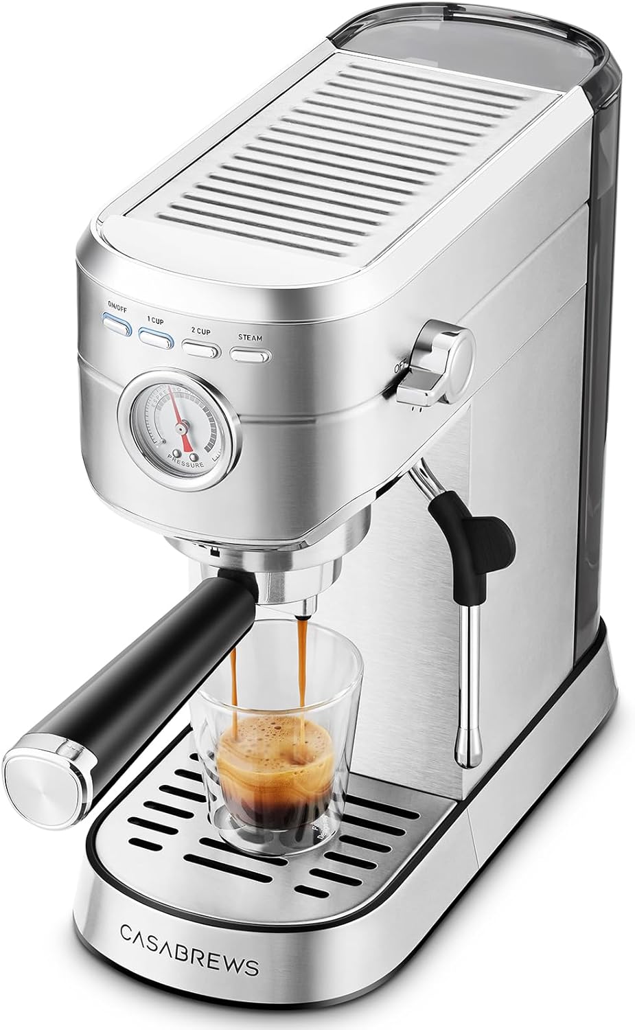 Casabrews Cm5418 20-Bar Espresso Machine With Steam Milk Frother, Stainless Steel, Silver