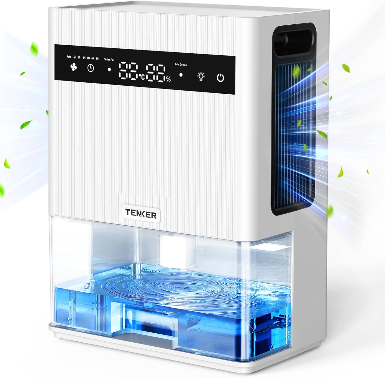 Tenker Dehumidifier Cs3 - 3L Digital Humidity Control With Auto Shut-Off & 7-Color Lights