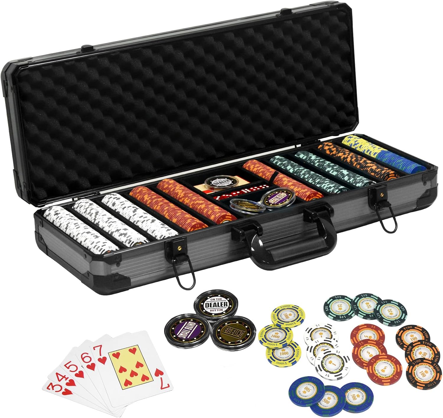 Nmroim 14G Clay Poker Chips Set 500Pcs With Metal Dealer & Accessories