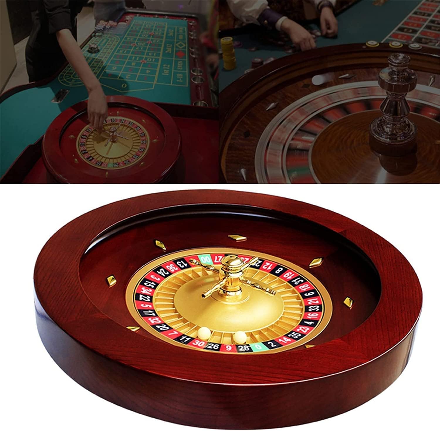 Cfdzcp 18Inch Deluxe Wooden Roulette Wheel Set With Double-Zero Layout