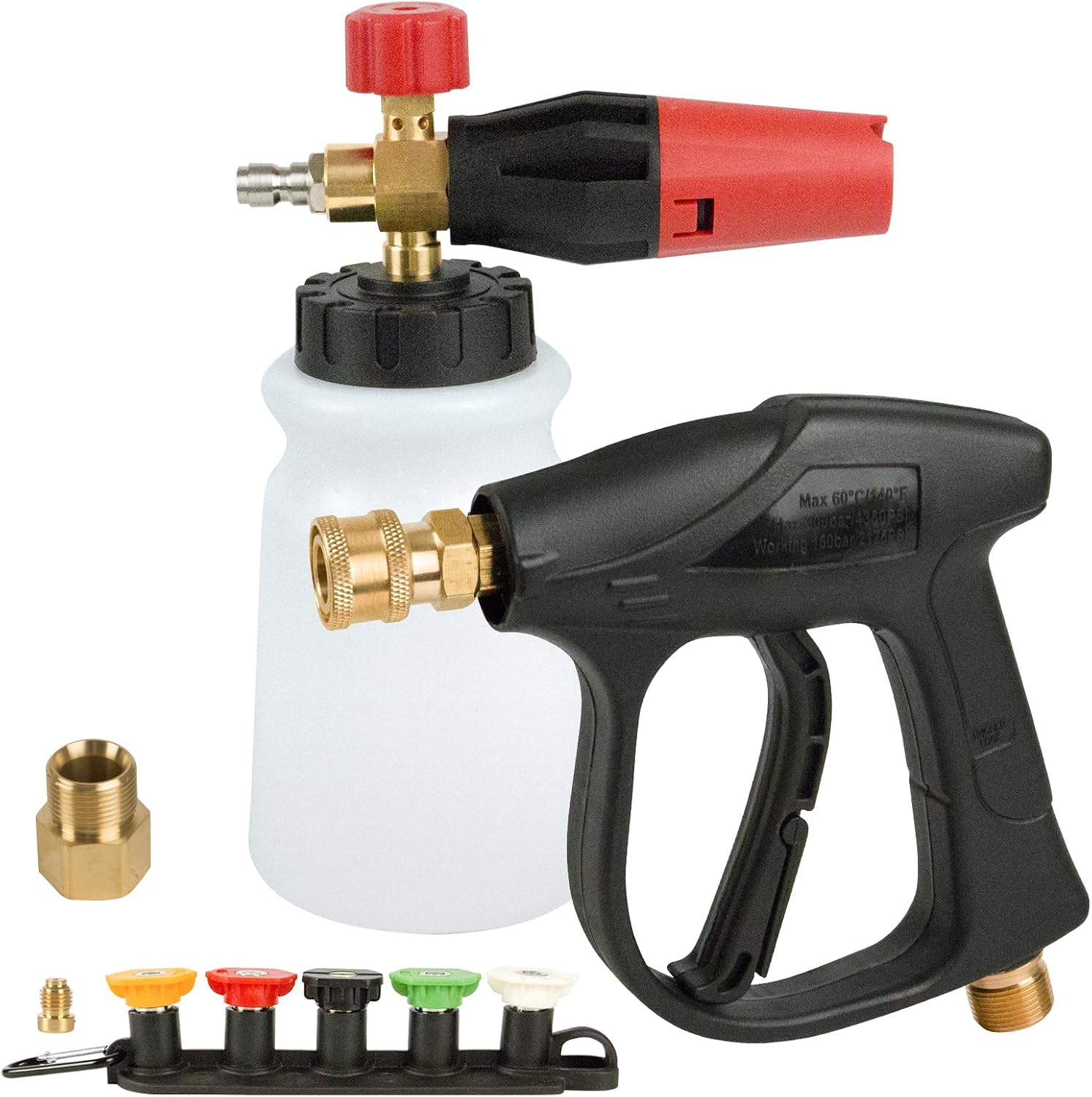 Jaogaus Foam Cannon For Pressure Washer, 3000 Psi Car Wash Kit With 5 Nozzle Tips