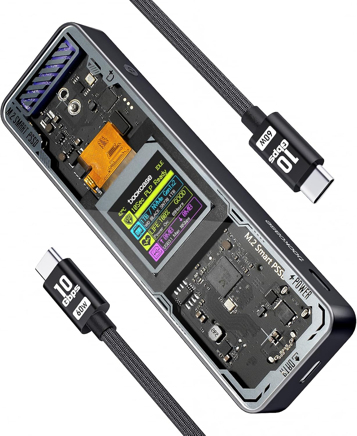 Dockcase Explorer Edition Smart Ssd Enclosure - 10S Power Loss Protection, Nvme M.2, Up To 4Tb Black
