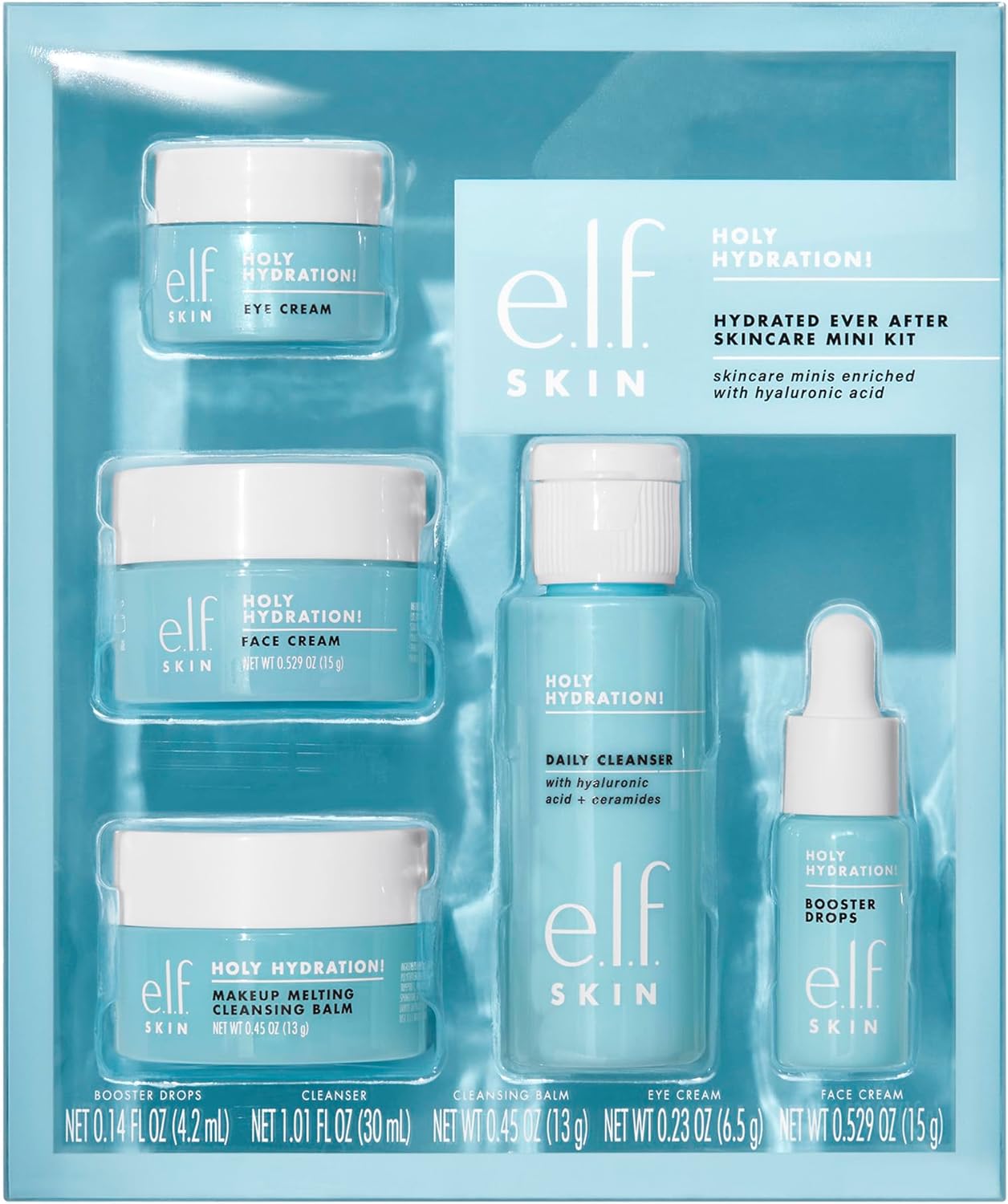 E.l.f. Skin Hydrated Ever After Skincare Mini Kit, Travel-Friendly Cleanser, Makeup Remover, Moisturiser & Eye Cream