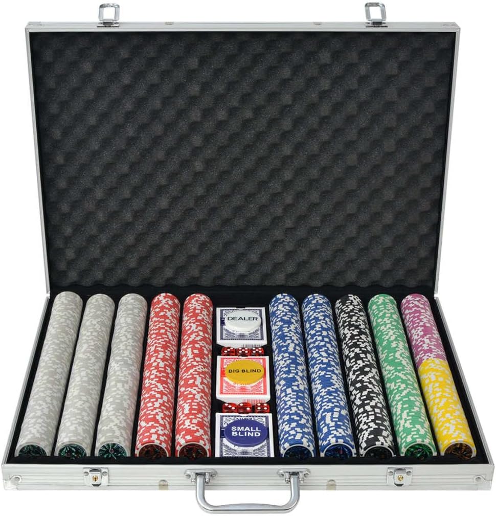 Nqjibue Home Garden Poker Set With 1000 Laser Chips Aluminium Case, Model 80185-Ha-Lf