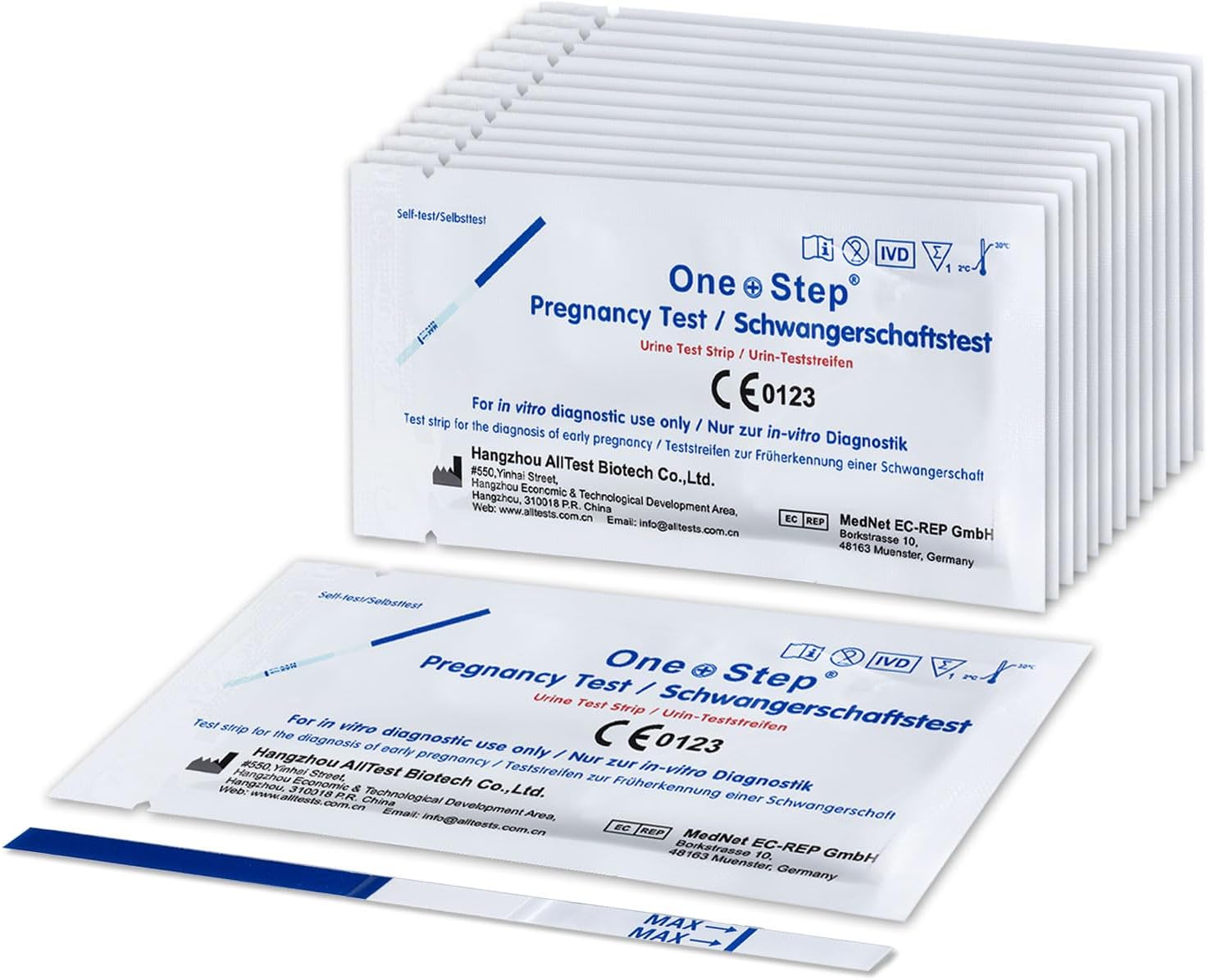 One Step 15 X Ultra Early Pregnancy Test Strips, 10Miu Wide Width 3.5Mm