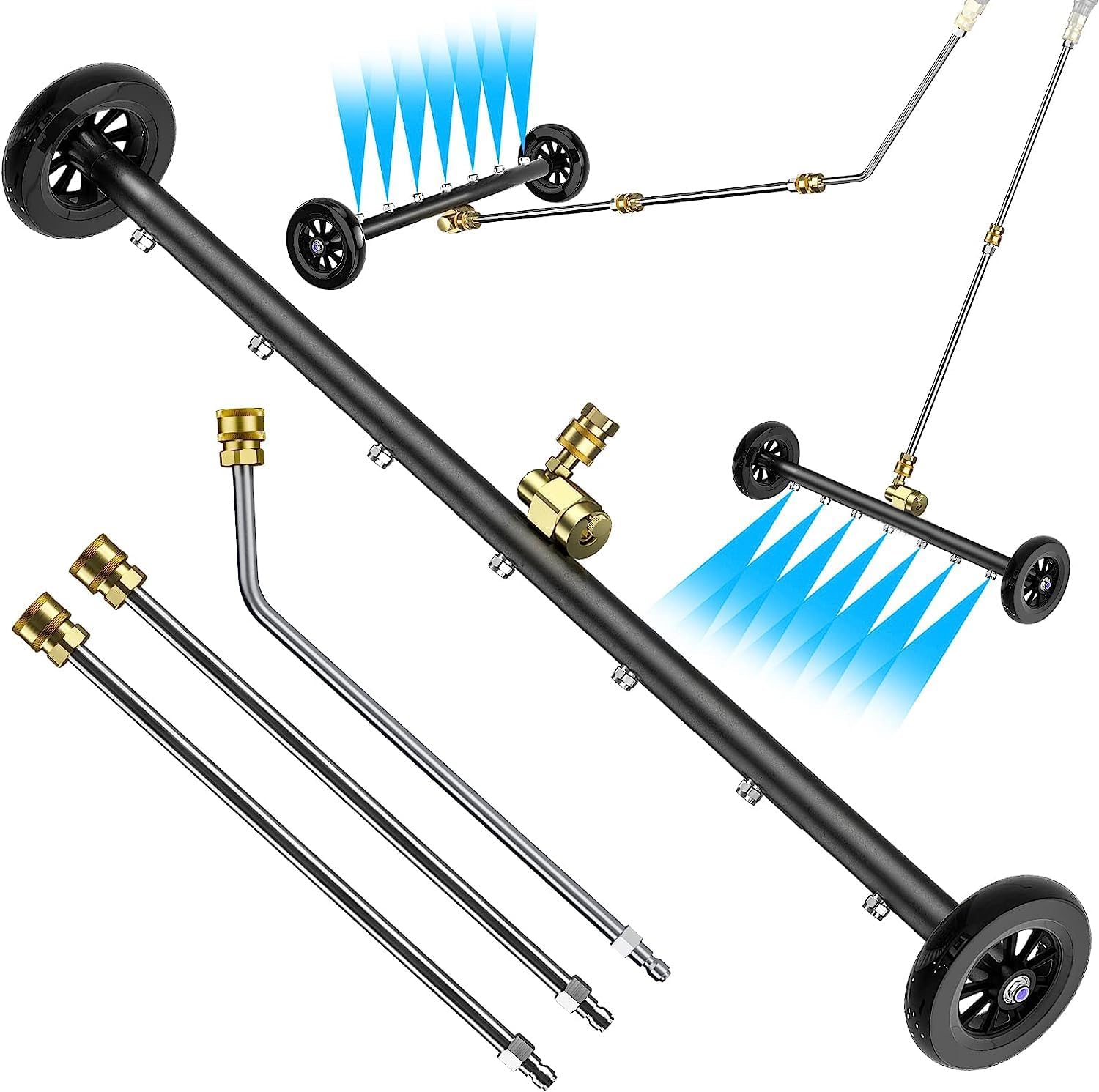 Holdonelight 2-In-1 Undercarriage Pressure Washer Attachment, 24 Inch, 4000 Psi, With 7 Nozzles And Extension Wands