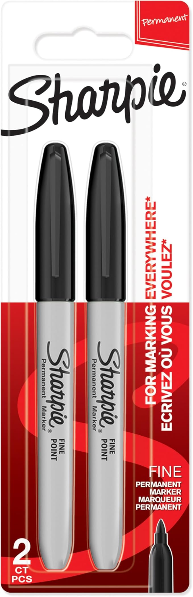 Sharpie Fine Point Permanent Markers, Black Ink, 2 Pack