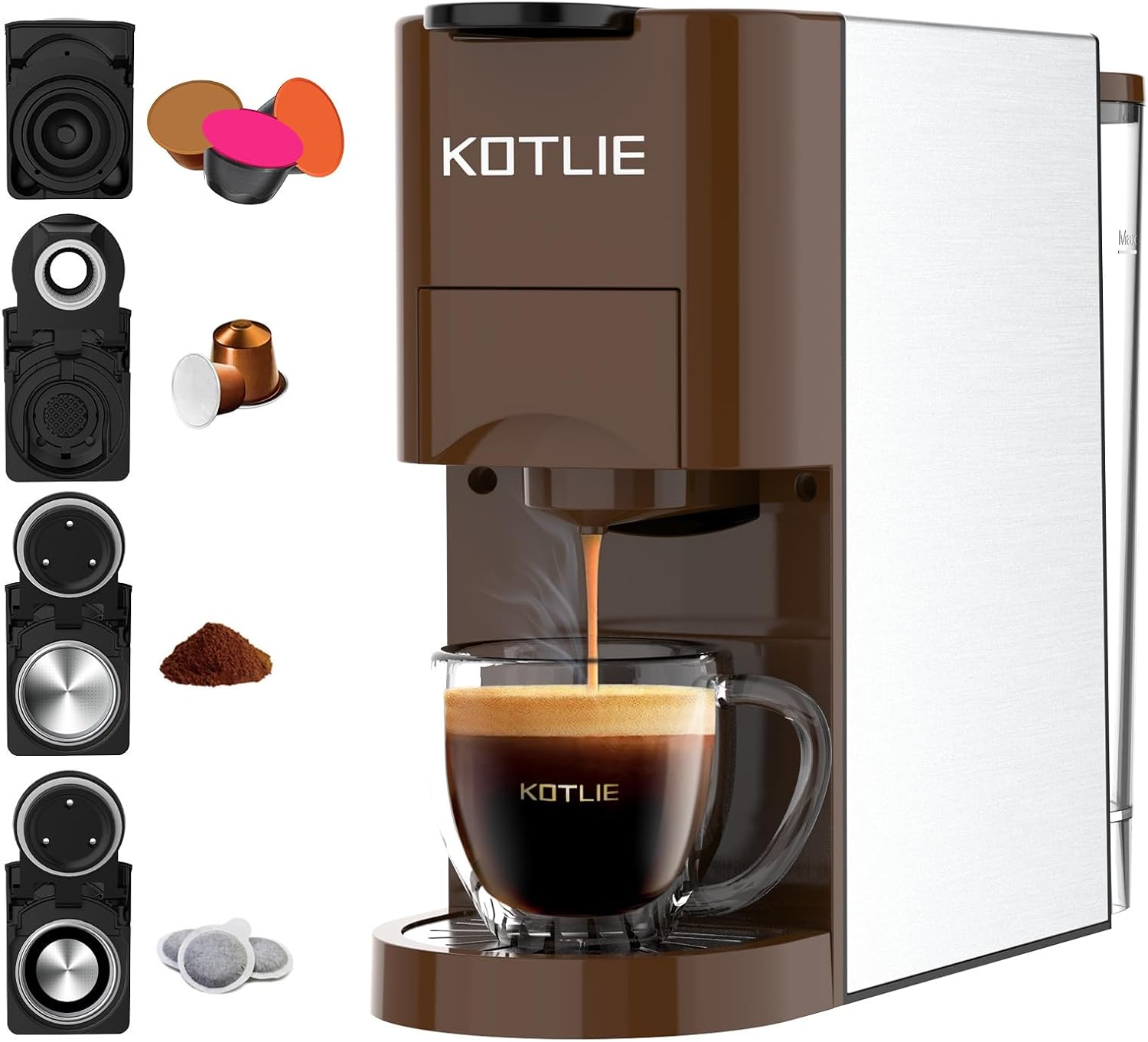 Kotlie Ac-513K 19 Bar Espresso 4In1 Coffee Machine For Nespresso & Ground Coffee Pods