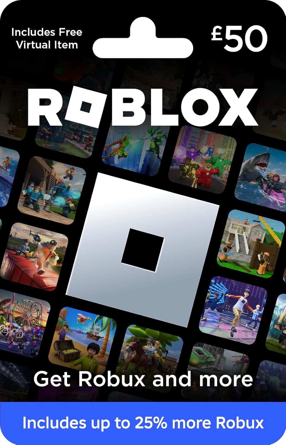 Roblox Physical Gift Card With 25% Extra Robux & Free Virtual Item