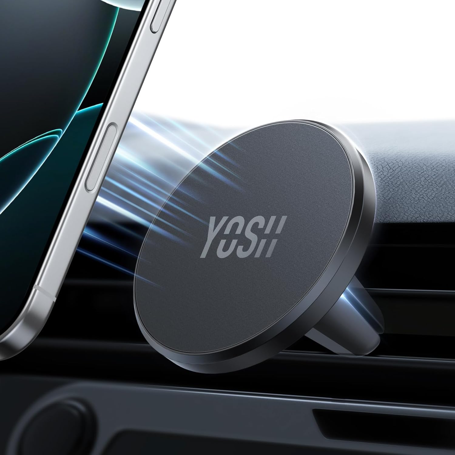 Yosh Mag-Safe Car Mount Air Vent For Iphone 12-16 Series With Magnetic Phone Holder And Full-Rubber Protection