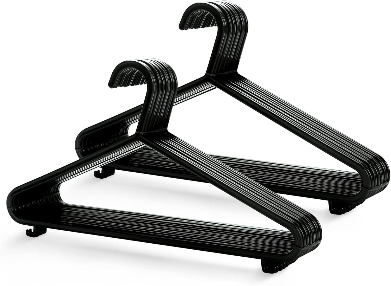 Keplin Adult Plastic Coat Hangers - 25 Pack, Black, Strong & Space Saving Design
