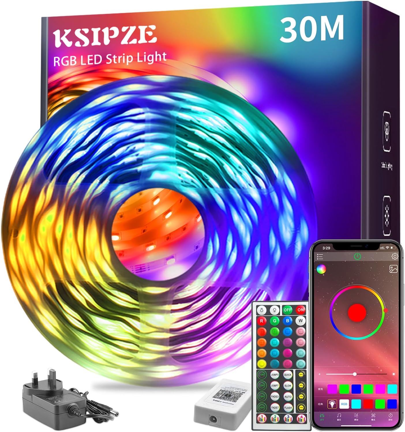 Ksipze 30M Rgb Led Strip Lights With Music Sync And Smart App Control