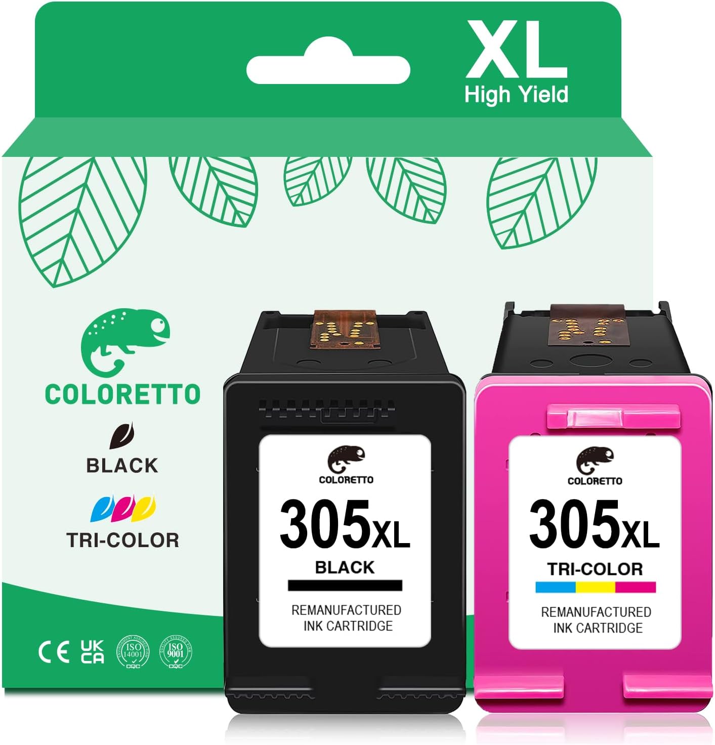 Coloretto 305Xl Compatible Ink Cartridges For Hp Deskjet & Envy Printers - Black And Colour Replacement