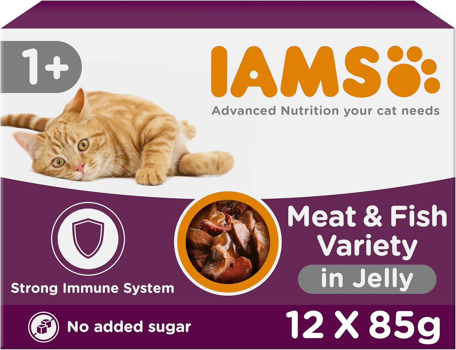 Iams Adult Wet Cat Food Land & Sea In Jelly 12 X 85G