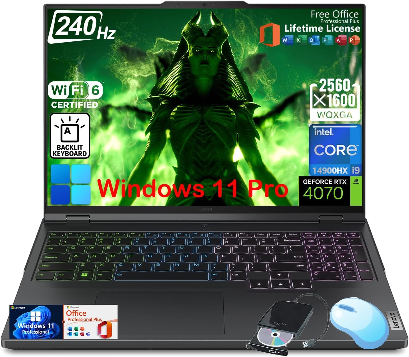 Lenovo Legion Pro 5I Gaming Laptop, Intel Core I9-14900Hx, Nvidia Rtx 4070, 16