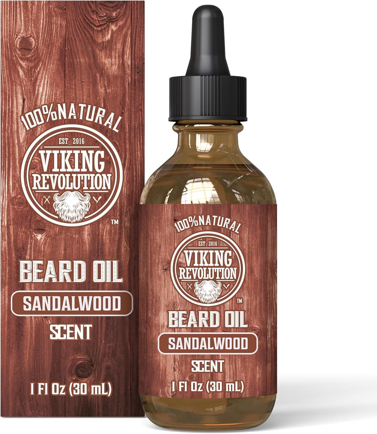 Viking Revolution Beard Oil - All Natural With Argan & Jojoba Oils, 30Ml, Sandalwood Scent