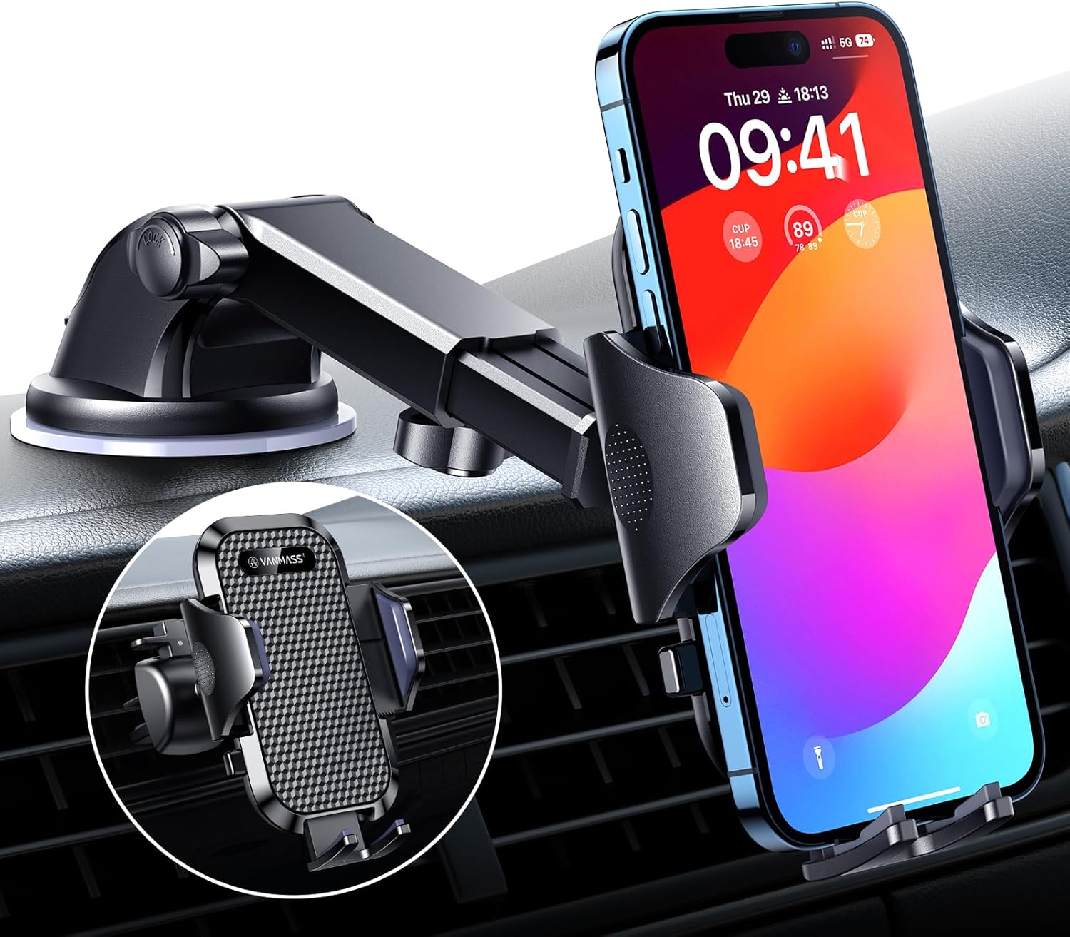 Vanmass 2025 Ultimate Car Phone Holder With 85+Lbs Military-Grade Suction Cup