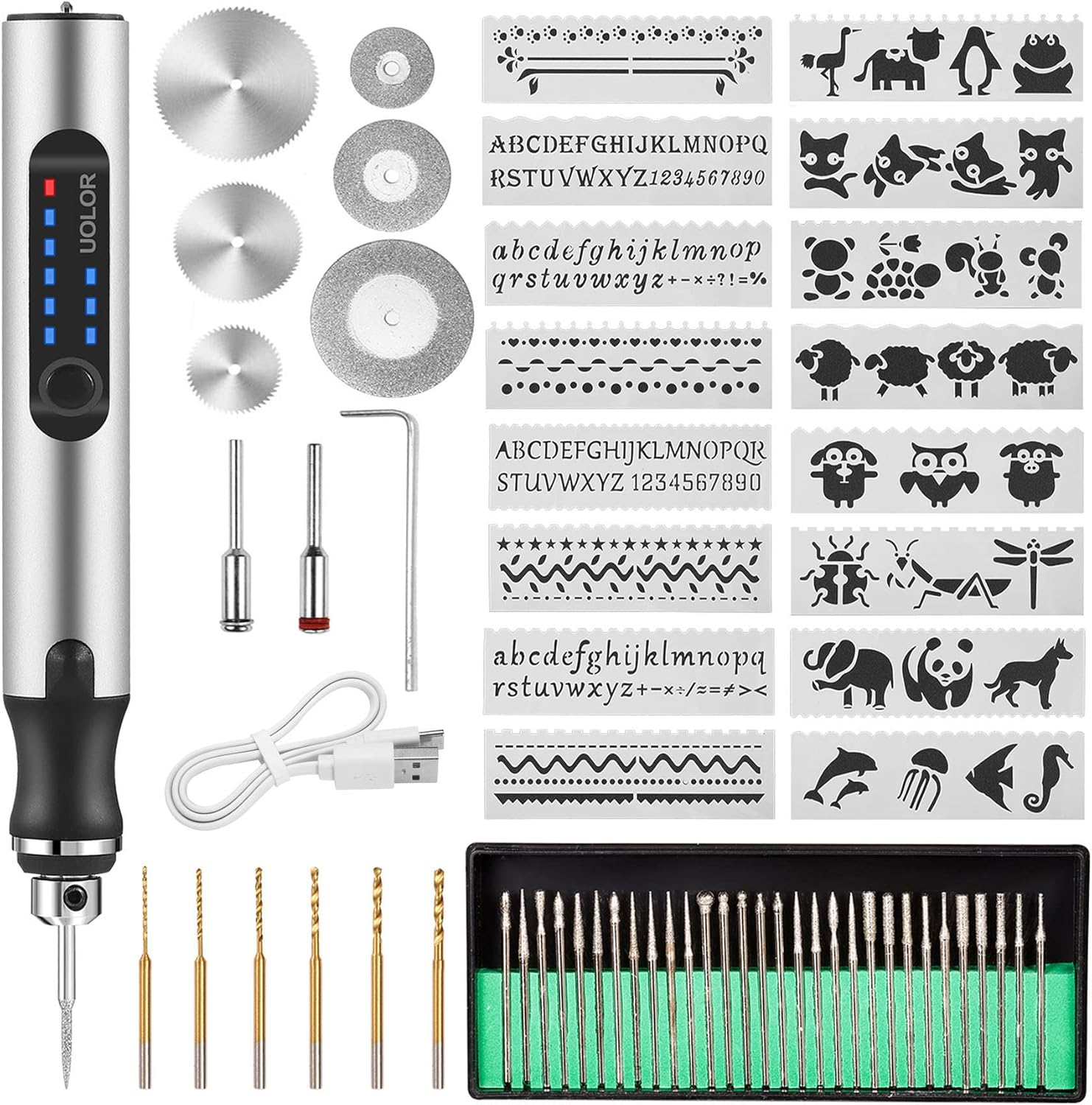 Uolor Electric Engraving Tool Kit, Usb Rechargeable Cordless Engraver Pen For Metal, Wood, Glass, And Stone Crafting
