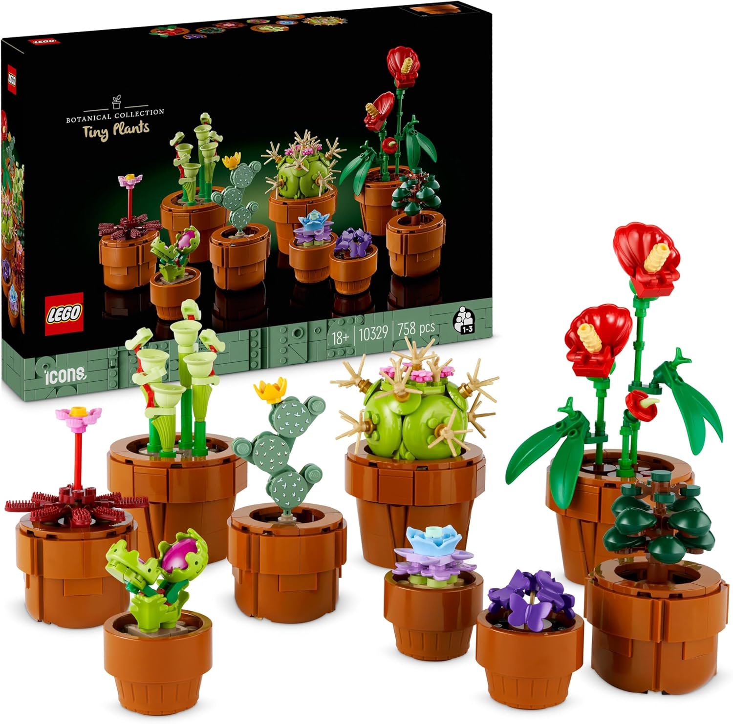 Lego Botanicals Tiny Plants Set 10329 - 9 Potted Artificial Flowers For Home Decor