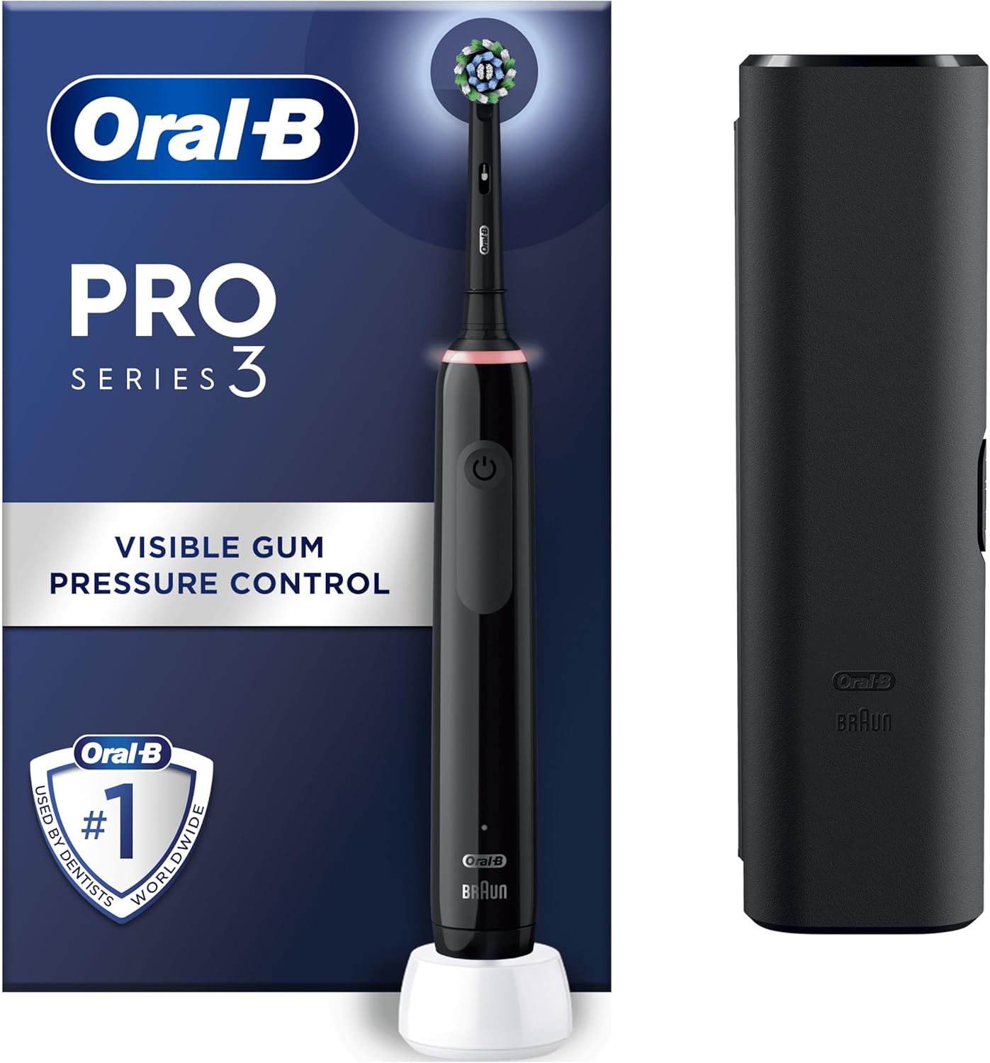 Oral-B Pro 3 Electric Toothbrush For Adults, Black, With 3 Modes And Travel Case