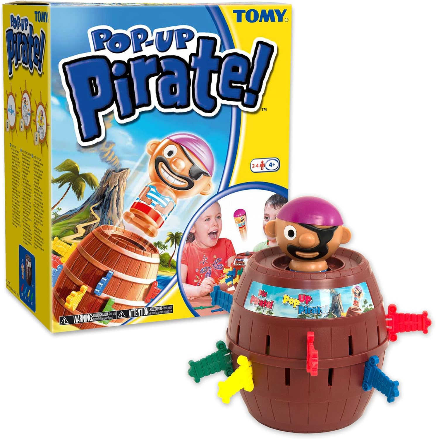 Tomy Pop Up Pirate Classic Children's Action Board Game, Model T7028, Wood - Choc Brown