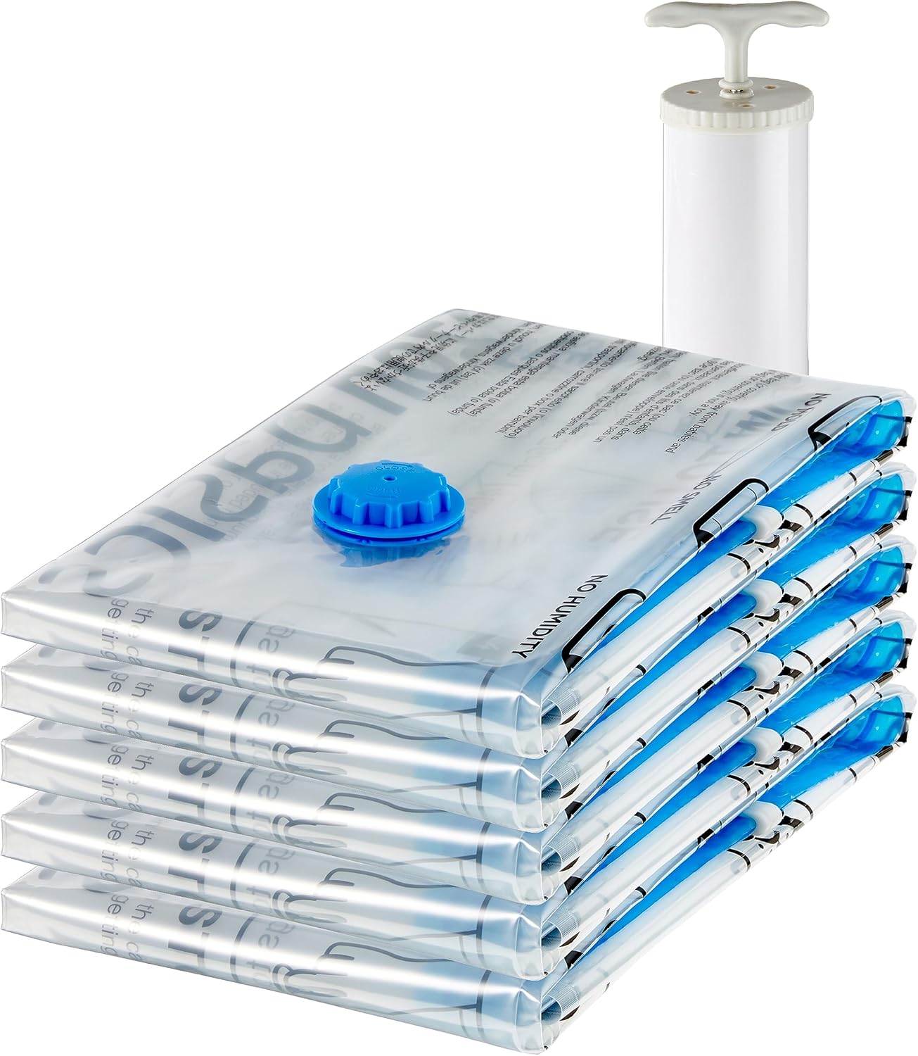 Amazon Basics Vacuum Compression Storage Bags, 5-Pack, Large, Clear