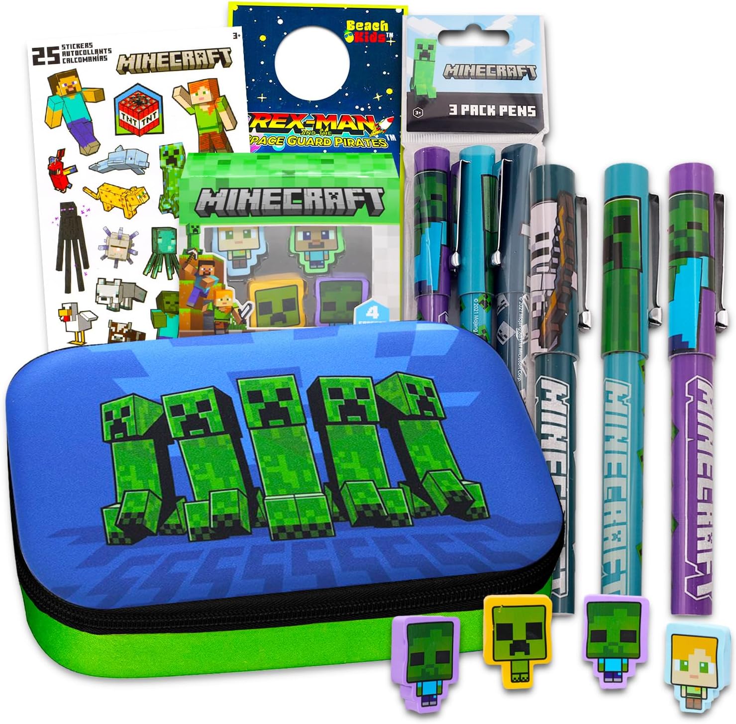 Minecraft Pencil Case Bundle For Kids - Official Minecraft School Supplies Set