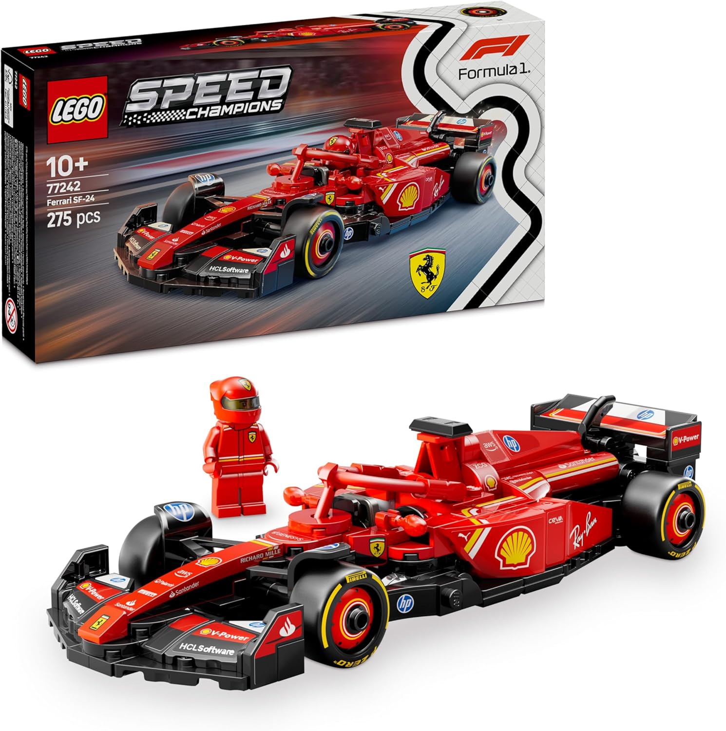 Lego Speed Champions Ferrari Sf-24 F1 Race Car Toy Model Building Set 77242
