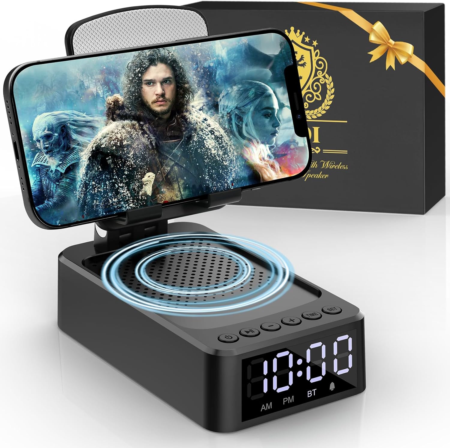 Zooi Bluetooth Speaker With Clock & Phone Stand Jj0042-Bk