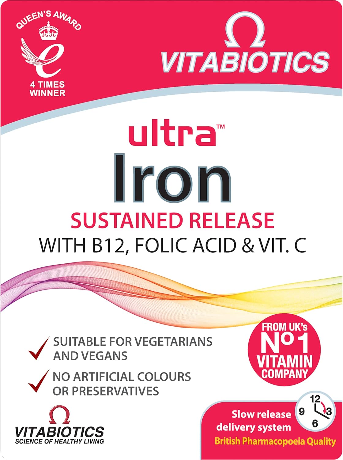 Vitabiotics Ultra Iron Tablets - Food Supplement With Vitamin B12, Folic Acid & Vitamin C