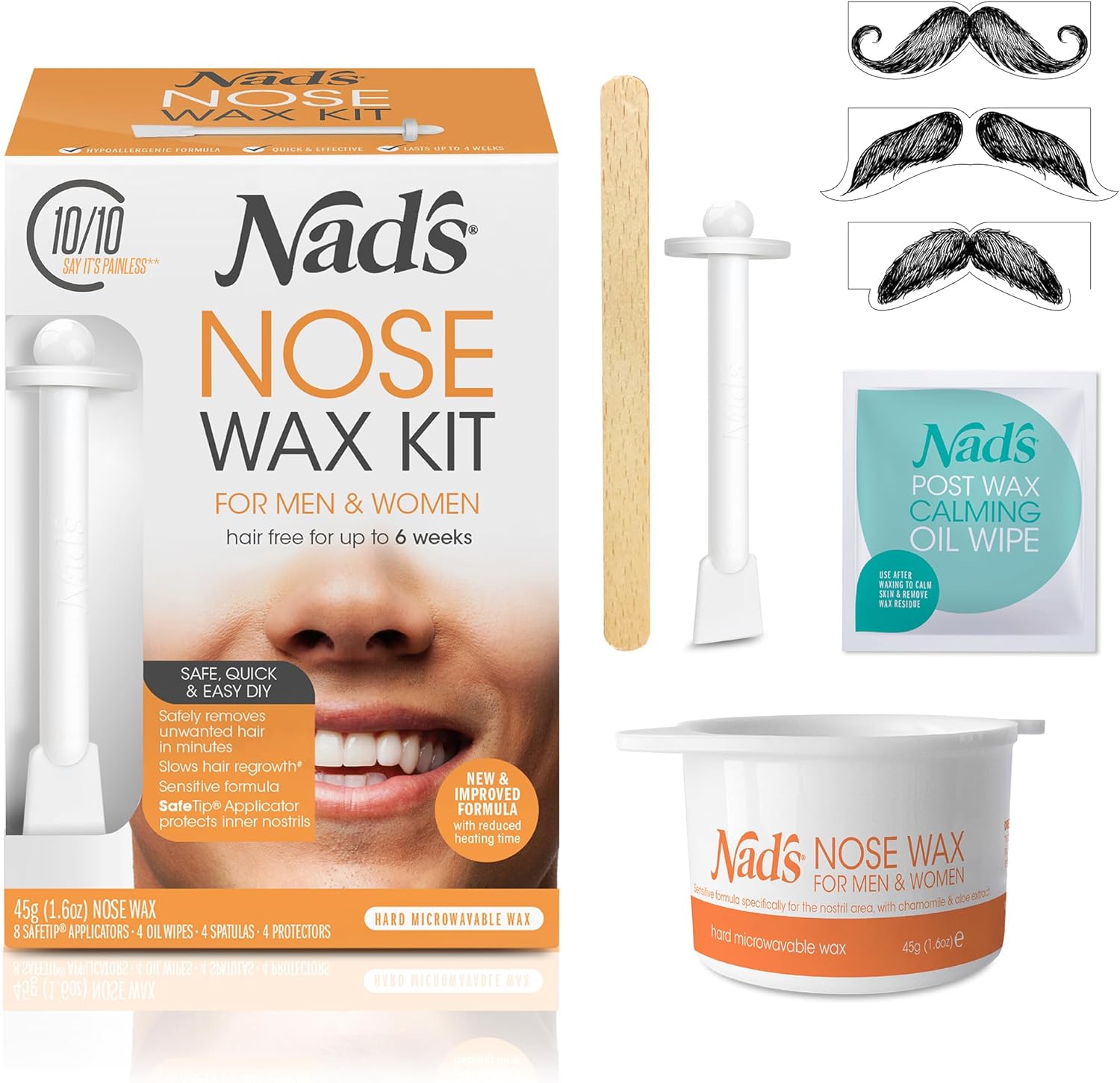 Nad's Nose Waxing Kit For Men And Women, Hypoallergenic Nose Hair Removal