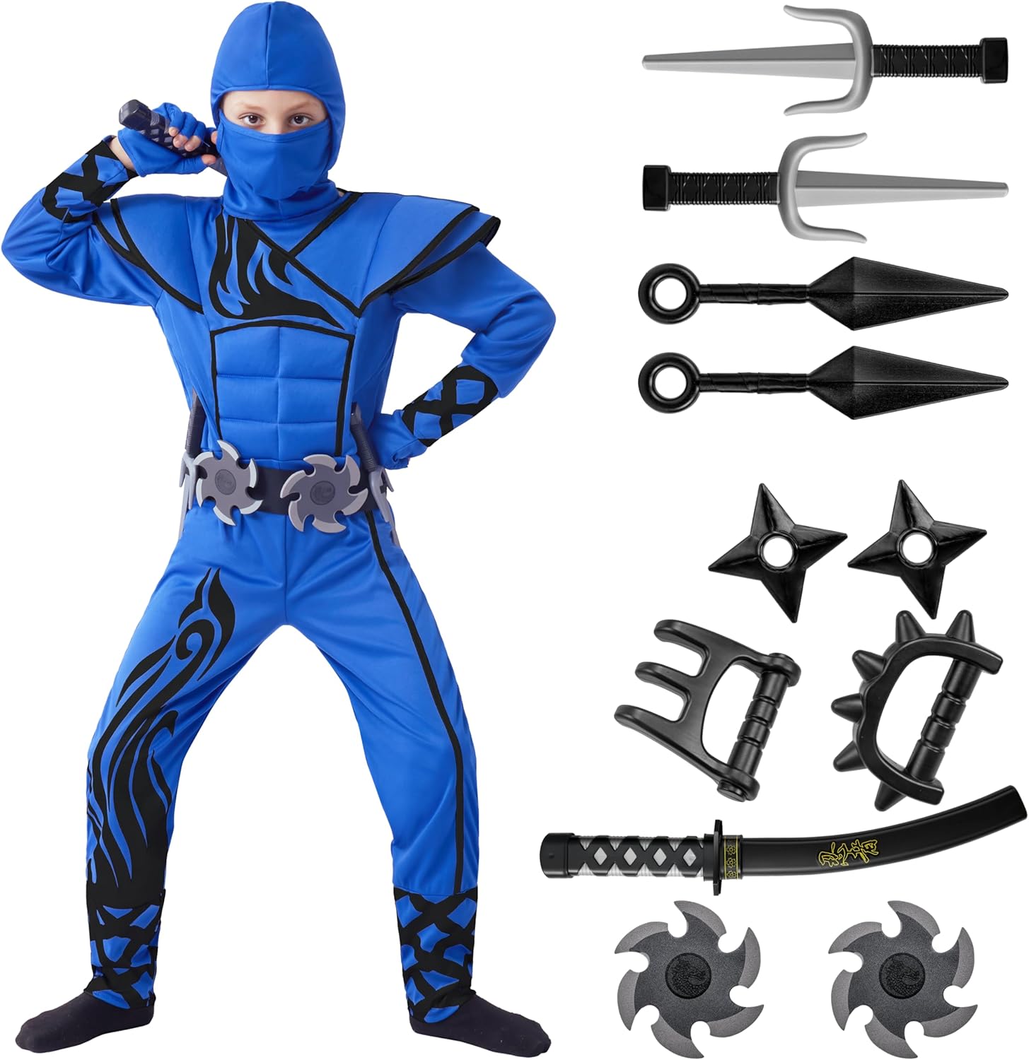 Spooktacular Creations Blue Ninja Costume For Kids - Stealth Kung Fu Outfit