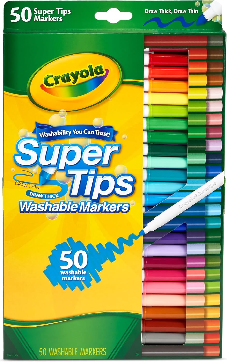 Crayola Supertips Washable Markers - 50 Assorted Colours For Kids Aged 3+