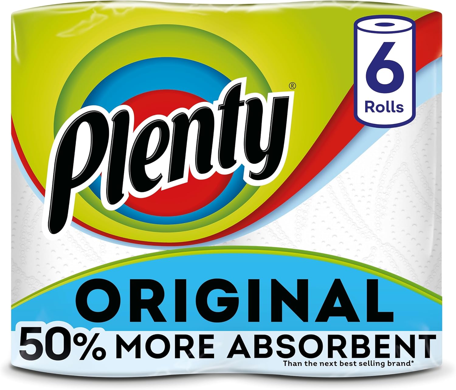 Plenty Kitchen Towel, 6 White Rolls, 600 Sheets, 2-Ply Tissue, Model 8411916